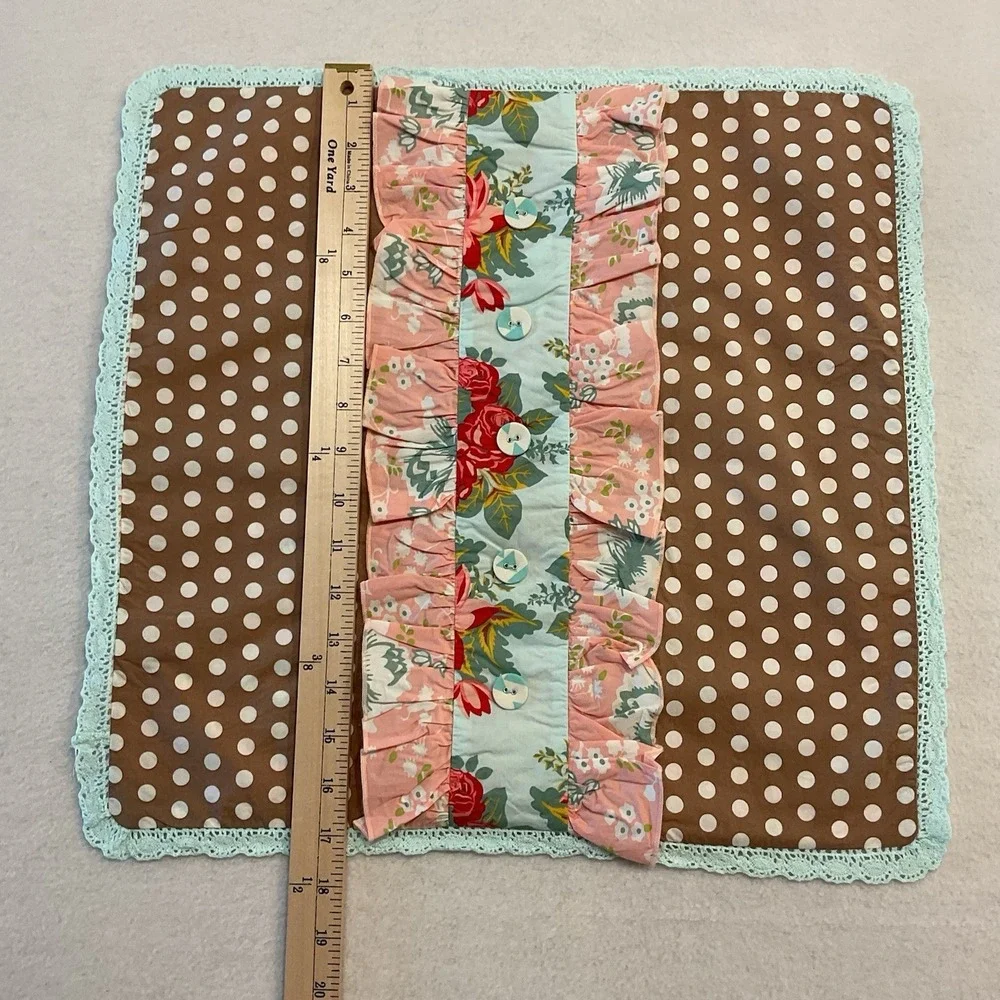 Matilda Jane Lazy Days Pillow Sham Brown Polka Dots Pink Floral Ruffles Lace